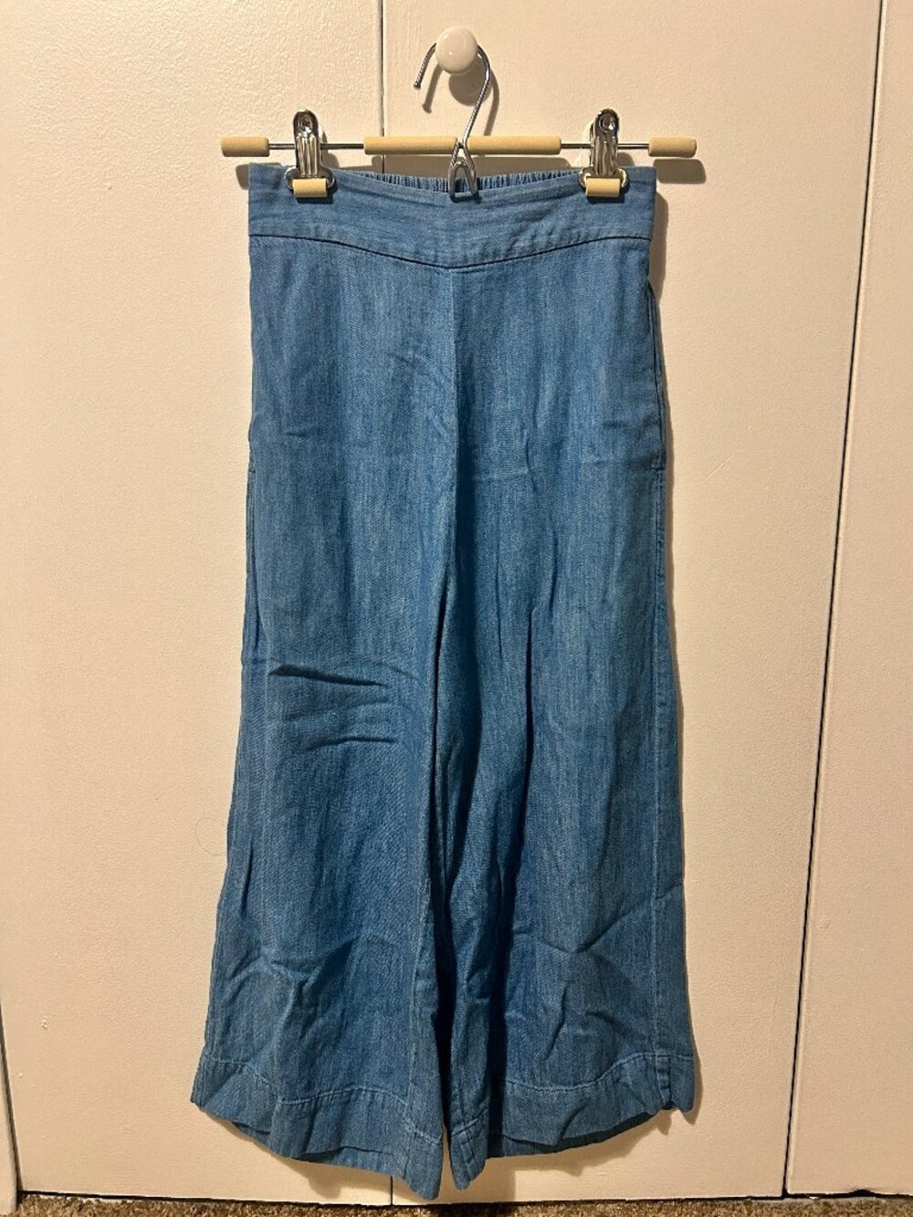 Madewell Wide Leg Cropped Chambray Pants